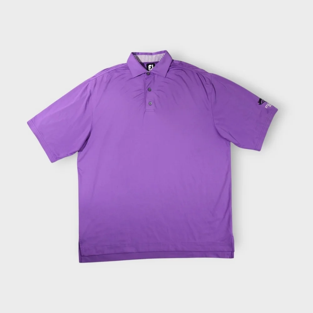 FootJoy Shirt Mens 2XL Purple Short Sleeve Golf Polo Strech Club Logo FJ